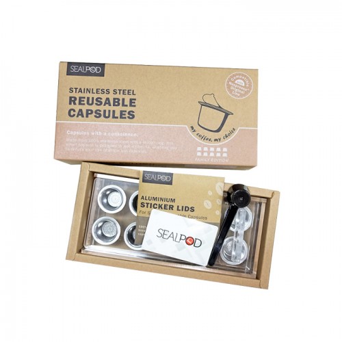 10x punjivih kapsula SEALPOD + stanica za punjenje + 100 poklopaca za Nespresso®